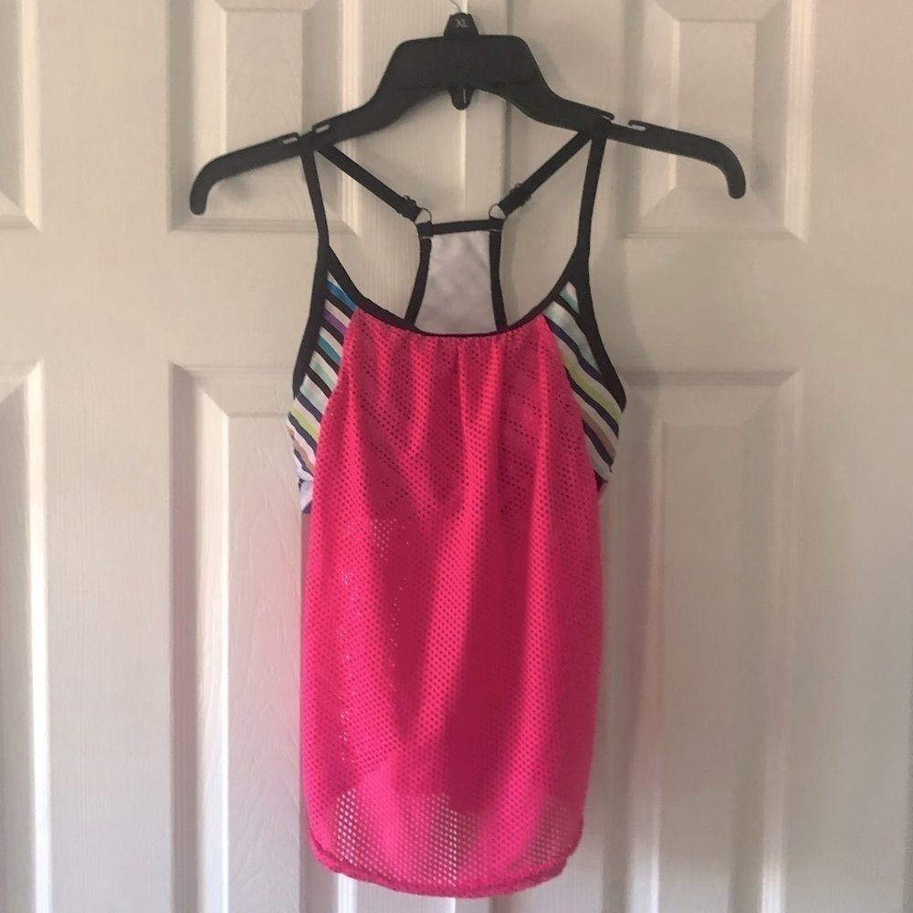 ZX Sport Hang ten mesh layered tankini top XS